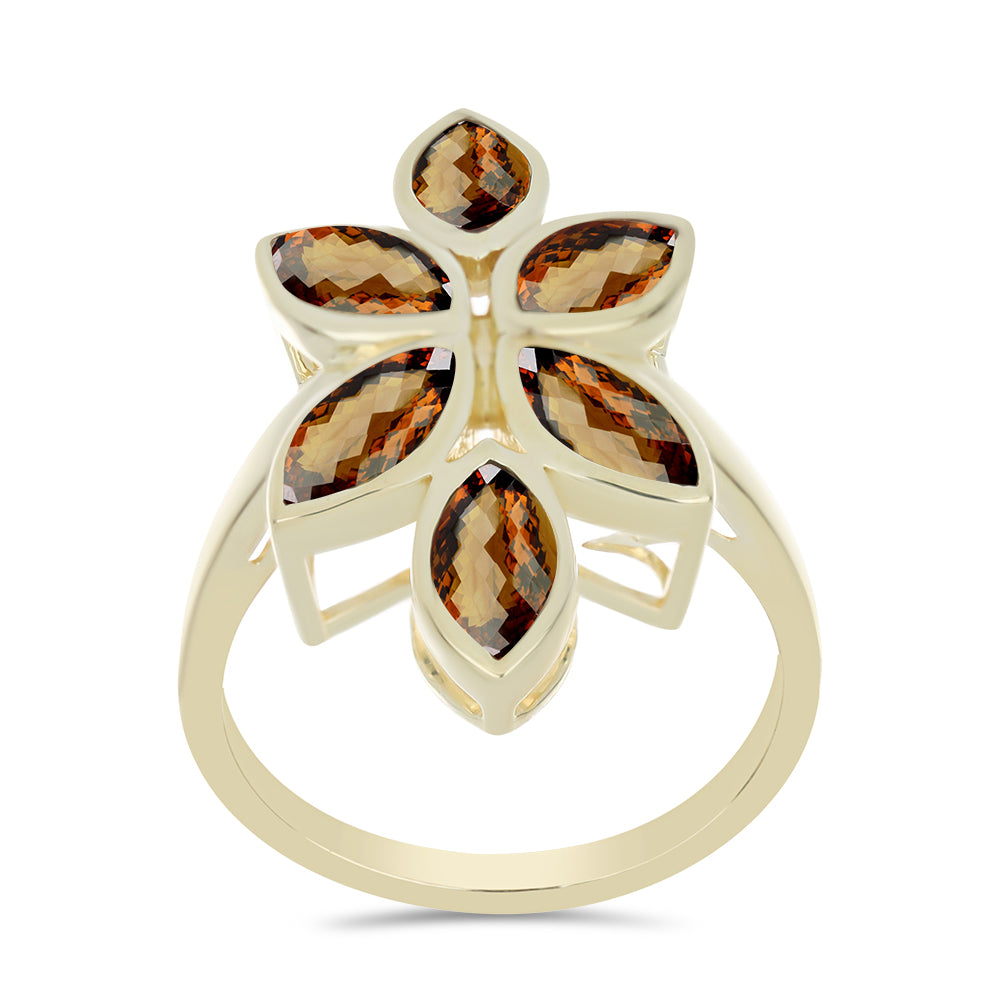 Goldplattierter Silberring mit Cognac-Quarz 3 