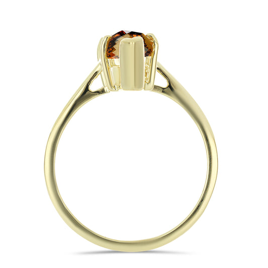 Goldplattierter Silberring mit Cognac-Quarz