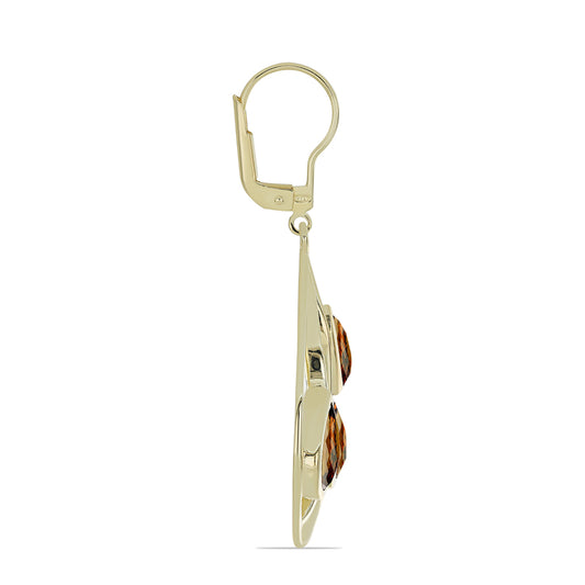 Goldplattierte Silberohrringe mit Cognac-Quarz