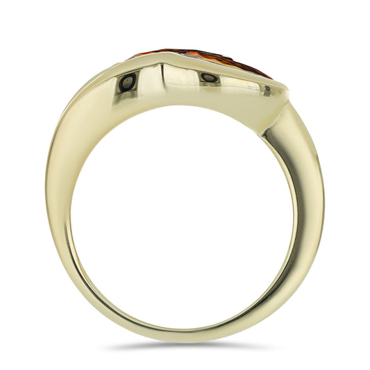 Goldplattierter Silberring mit Cognac-Quarz