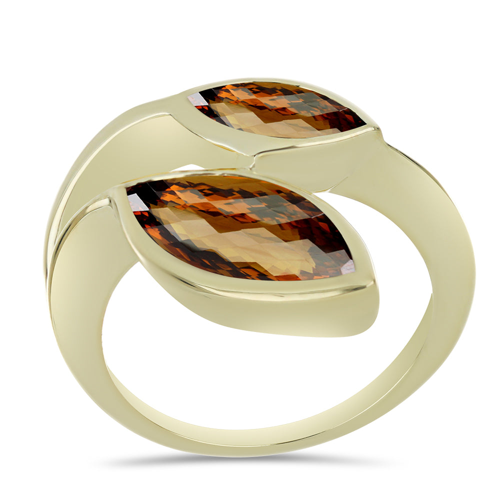 Goldplattierter Silberring mit Cognac-Quarz 3 
