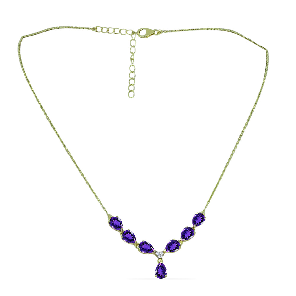 Goldplattierte Silberhalskette mit marokkanischem Amethyst und weißem Topas 1 