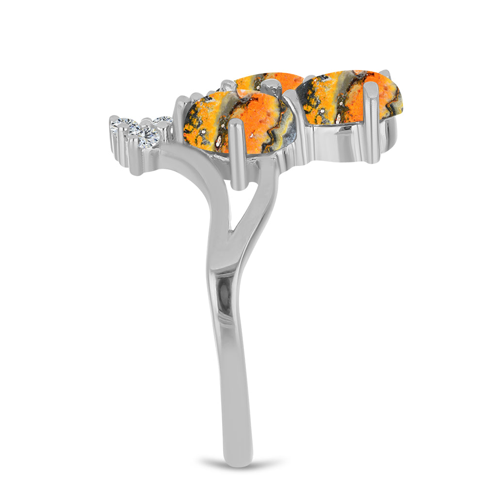 Silberring mit Hummeljaspis und weißem Topas 4 