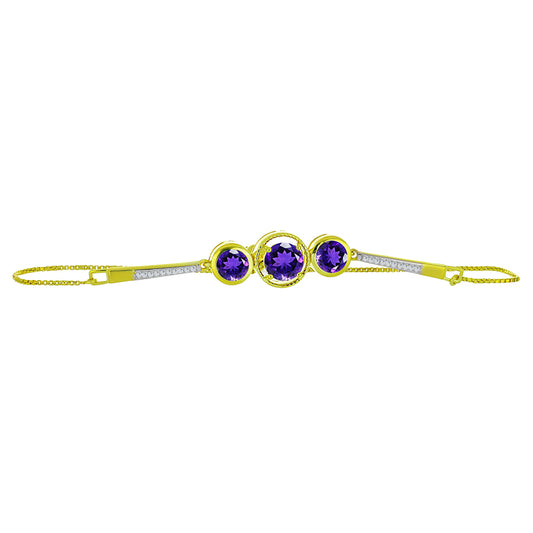 Goldplattiertes Silberarmband mit marokkanischem Amethyst und weißem Topas