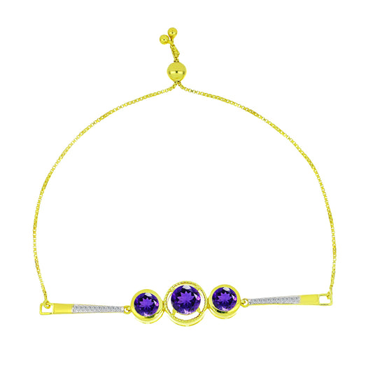 Goldplattiertes Silberarmband mit marokkanischem Amethyst und weißem Topas