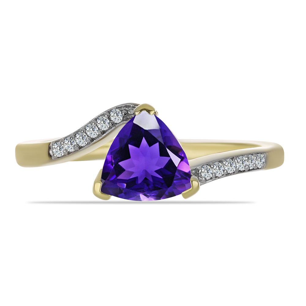 Goldplattierter Silberring mit marokkanischem Amethyst und weißem Topas 1 