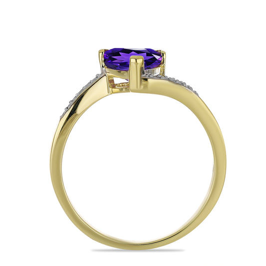Goldplattierter Silberring mit marokkanischem Amethyst und weißem Topas