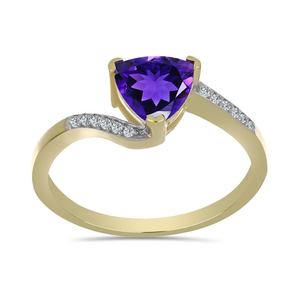 Goldplattierter Silberring mit marokkanischem Amethyst und weißem Topas 3 
