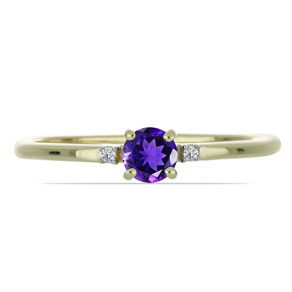 Goldplattierter Silberring mit marokkanischem Amethyst und weißem Topas 1 