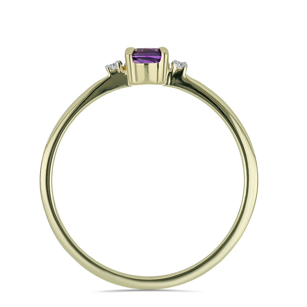 Goldplattierter Silberring mit marokkanischem Amethyst und weißem Topas
