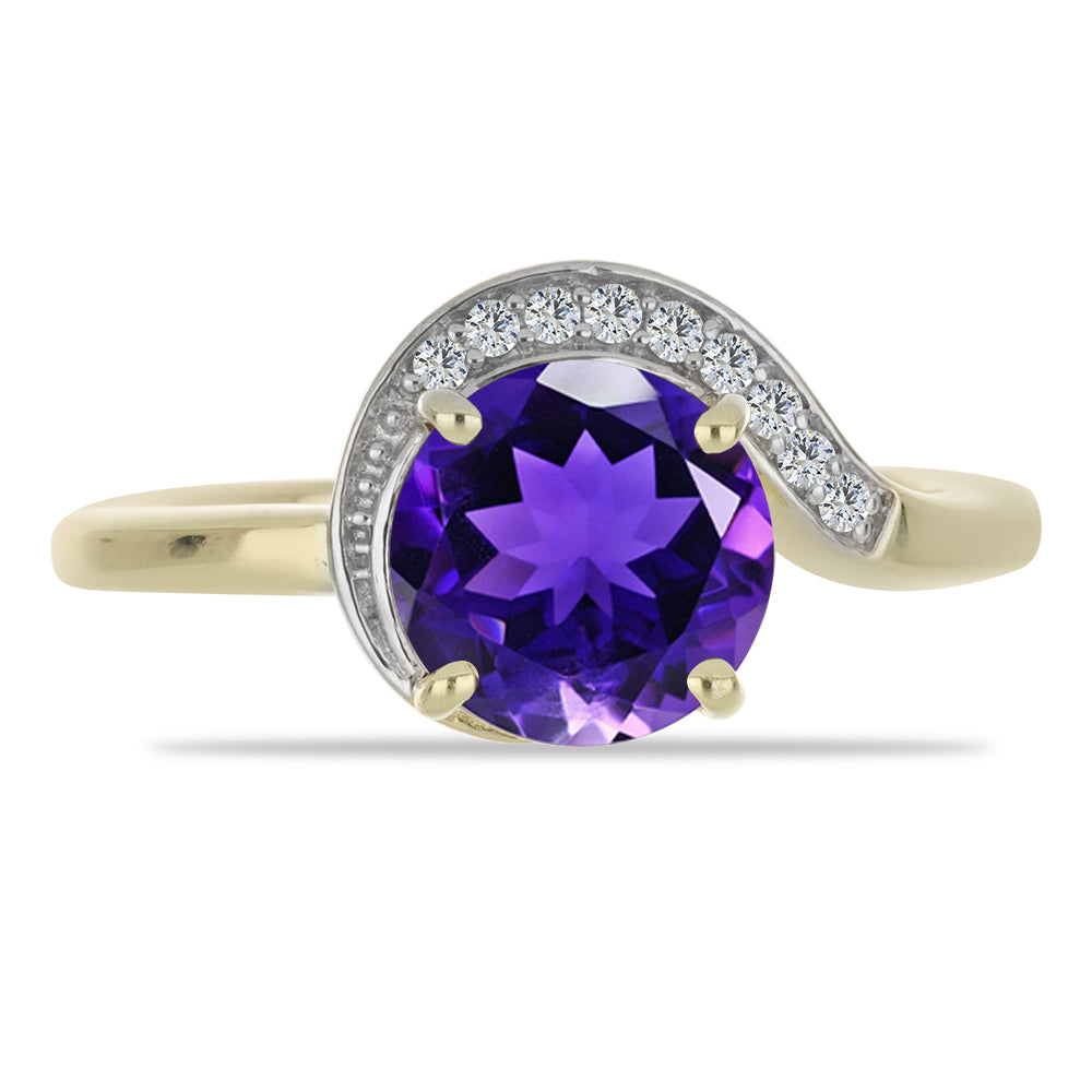 Goldplattierter Silberring mit marokkanischem Amethyst und weißem Topas 1 