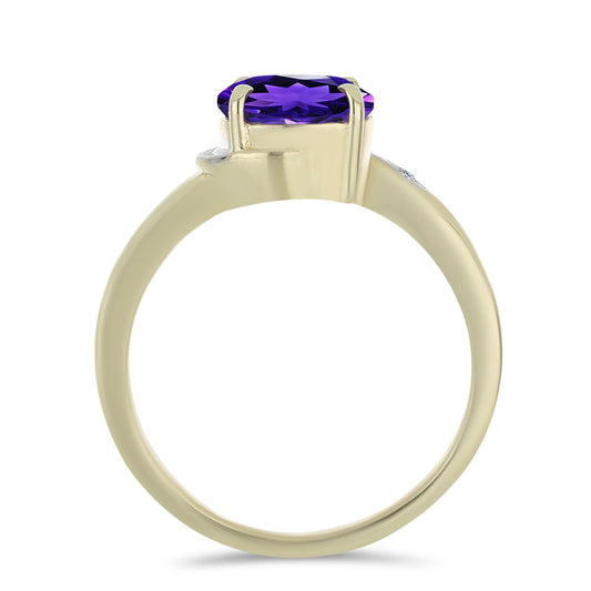 Goldplattierter Silberring mit marokkanischem Amethyst und weißem Topas