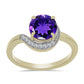 Goldplattierter Silberring mit marokkanischem Amethyst und weißem Topas