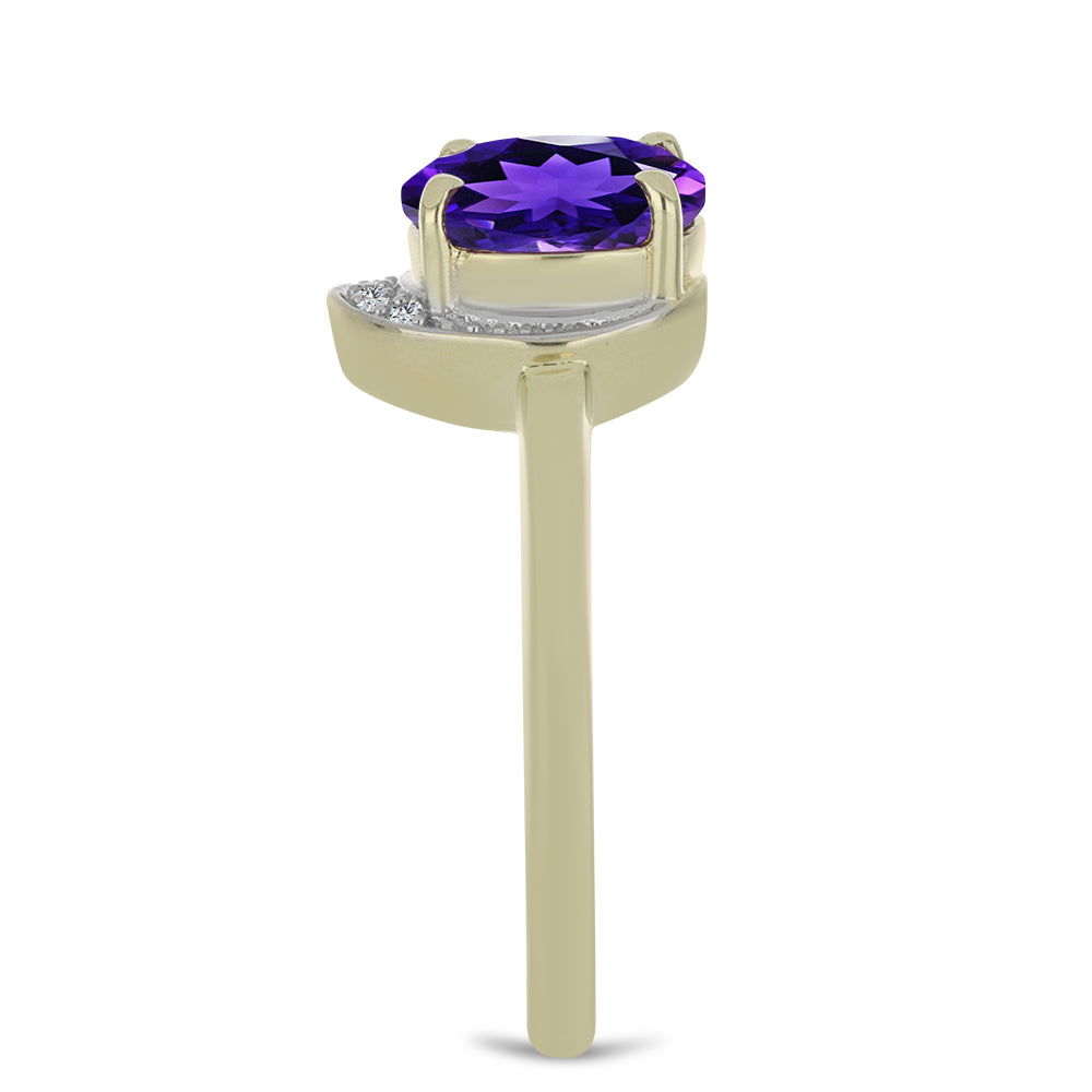 Goldplattierter Silberring mit marokkanischem Amethyst und weißem Topas 4 