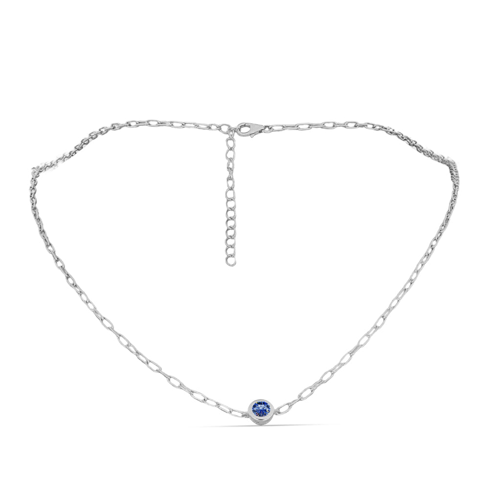Silberhalskette mit zertifiziertem laborgezüchteten königsblauem Moissanit 1 