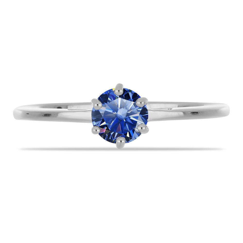 Silberring mit zertifiziertem laborgezüchteten königsblauem Moissanit