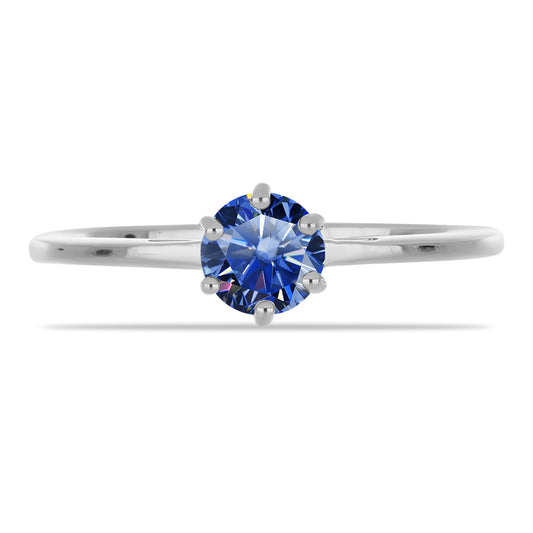 Silberring mit zertifiziertem laborgezüchteten königsblauem Moissanit