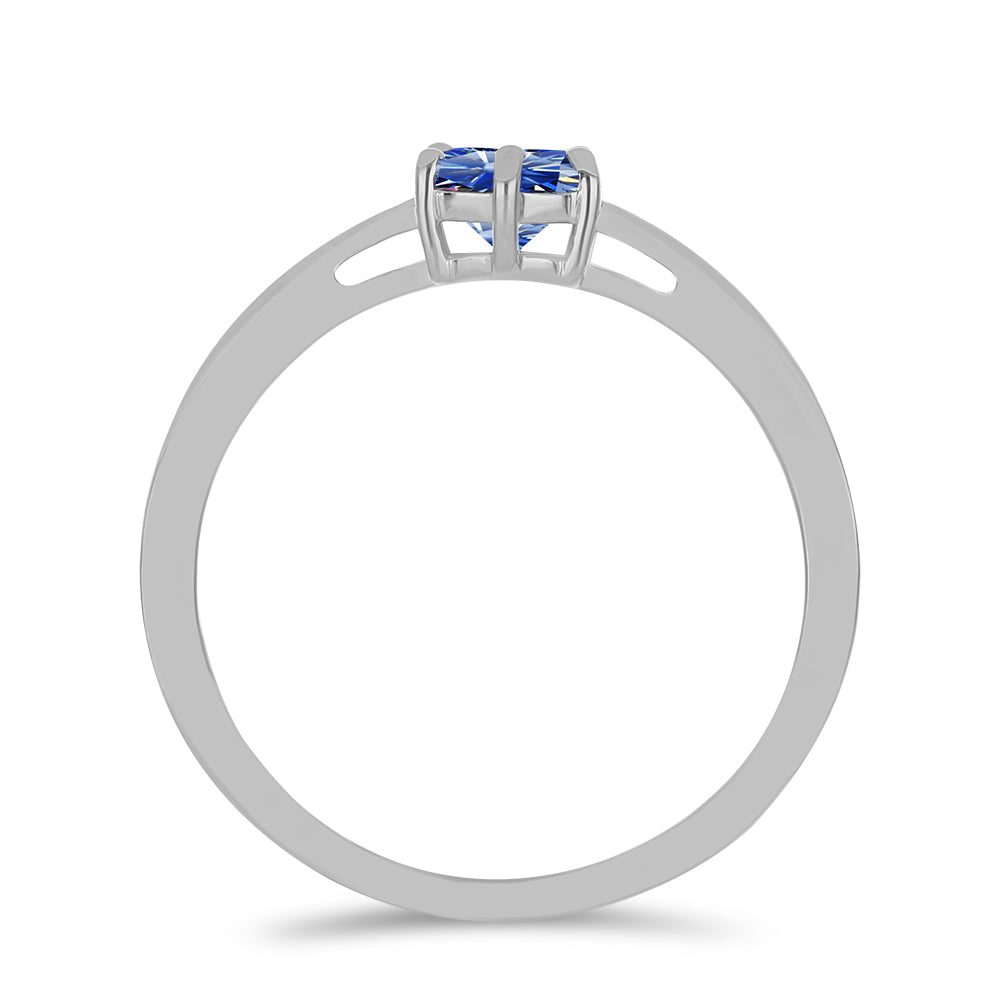 Silberring mit zertifiziertem laborgezüchteten königsblauem Moissanit