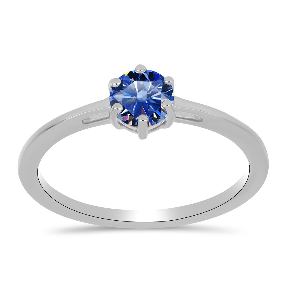 Silberring mit zertifiziertem laborgezüchteten königsblauem Moissanit 3 