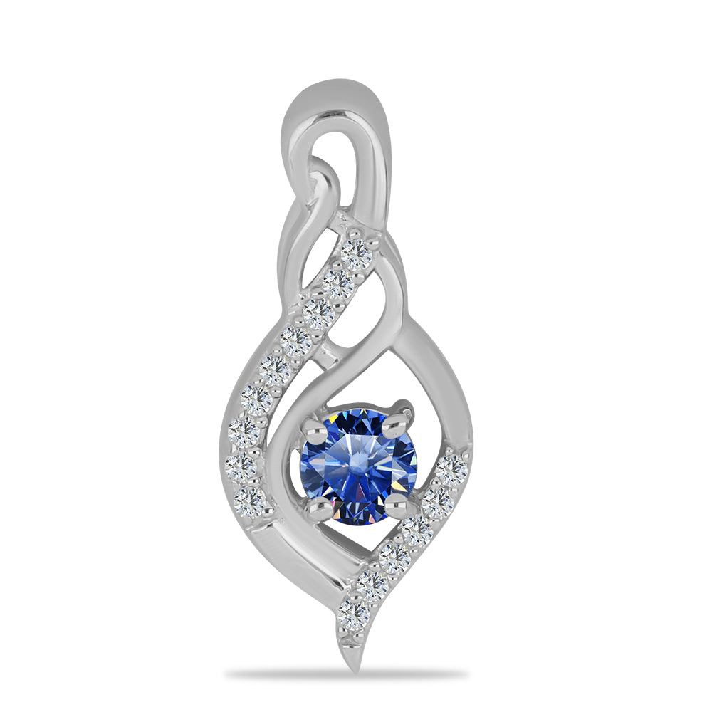 Silberanhänger mit zertifiziertem laborgezüchteten königsblauem Moissanit und weißem Topas 1 