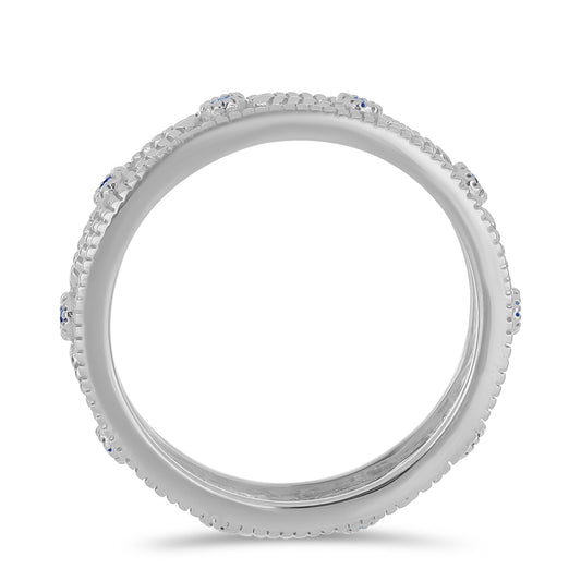 Silberring mit zertifiziertem laborgezüchteten königsblauem Moissanit