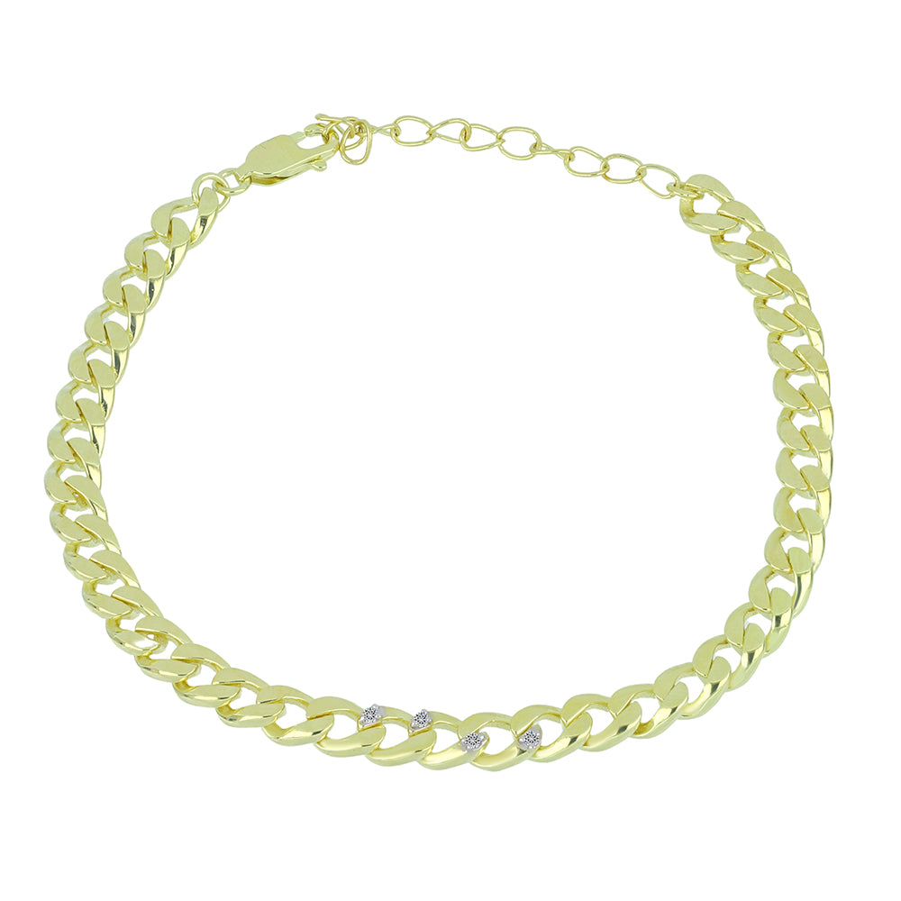 Goldplattiertes Silberarmband mit weißem Diamant 1 