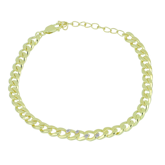 Goldplattiertes Silberarmband mit weißem Diamant