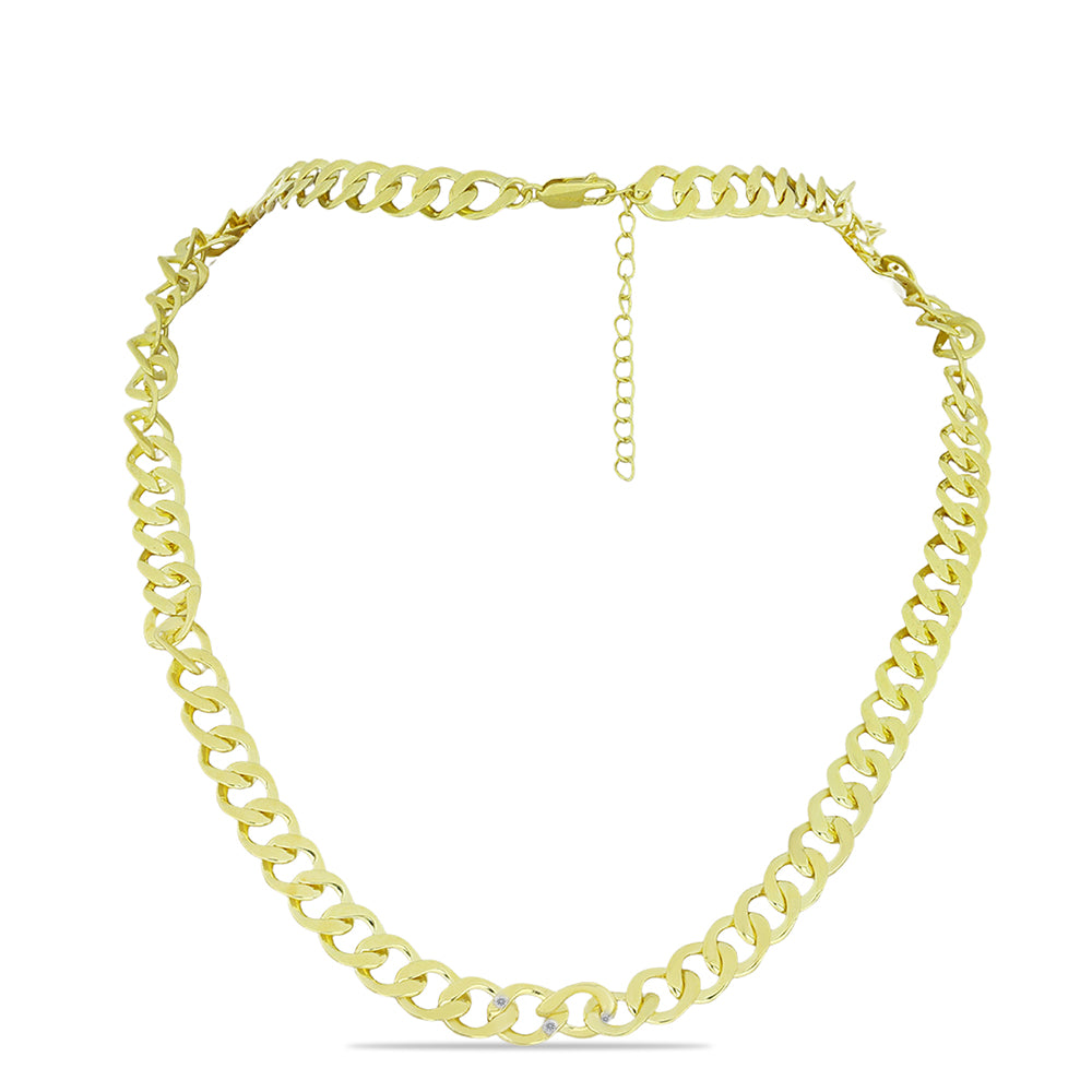 Goldplattierte Silberhalskette mit weißem Diamant 1 