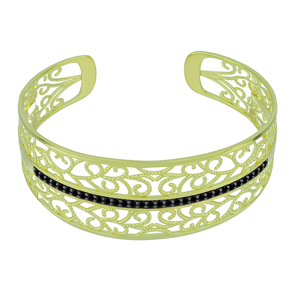 Goldplattierter Silberarmreif mit schwarzem Spinell 1 