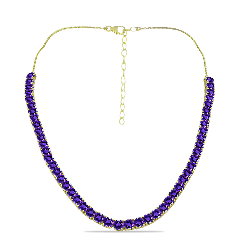 Goldplattierte Silberhalskette mit marokkanischem Amethyst 1 