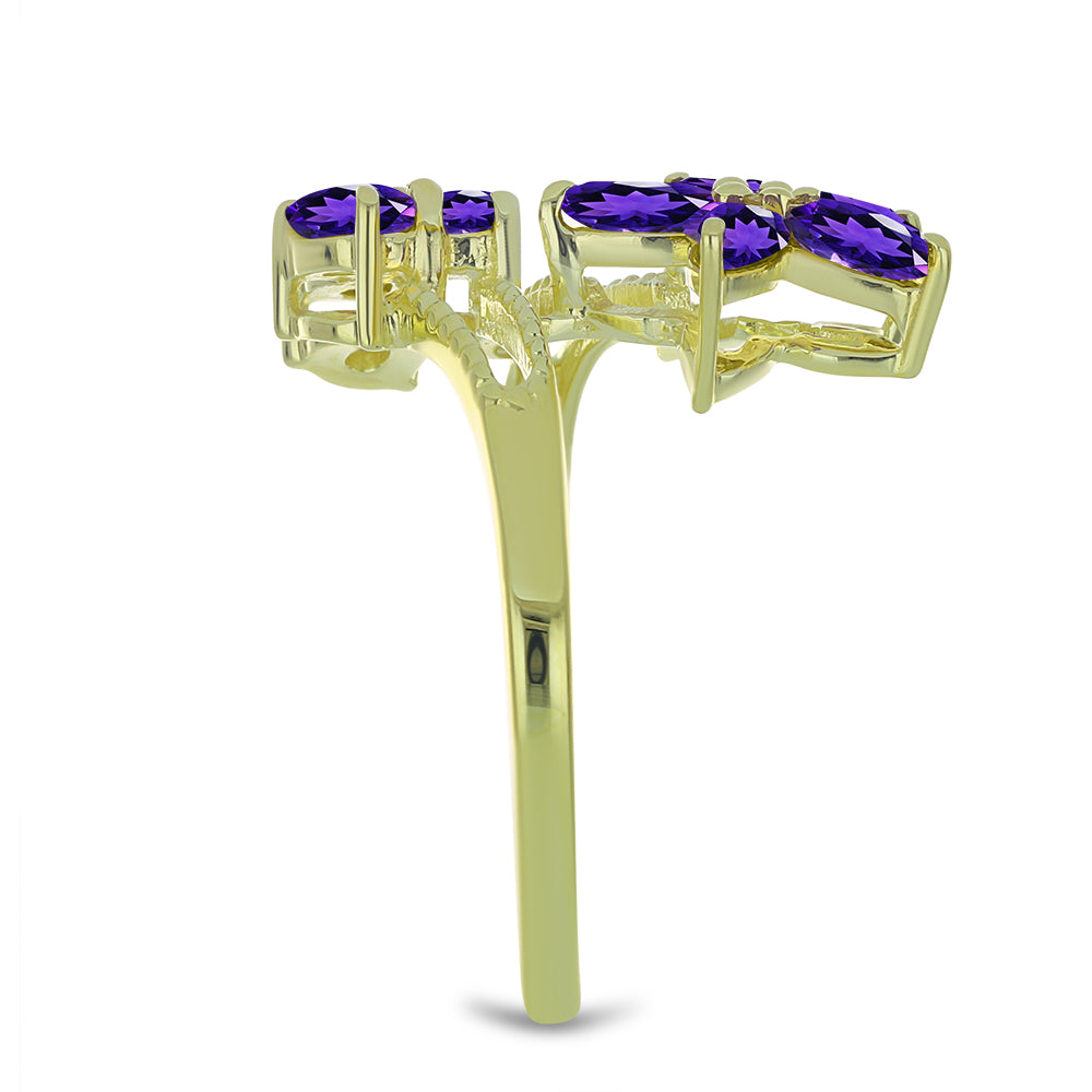 Goldplattierter Silberring mit marokkanischem Amethyst und weißem Topas 4 