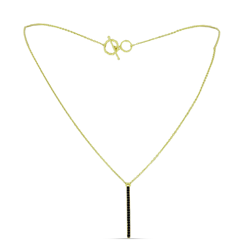 Goldplattierte Silberhalskette mit schwarzem Spinell 1 