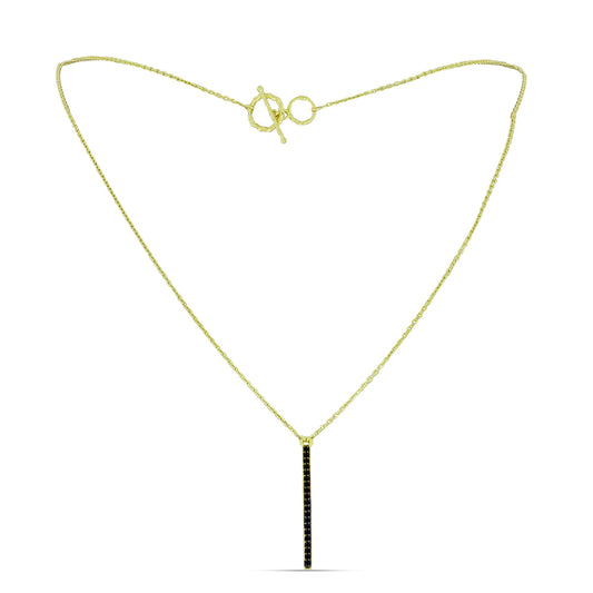 Goldplattierte Silberhalskette mit schwarzem Spinell