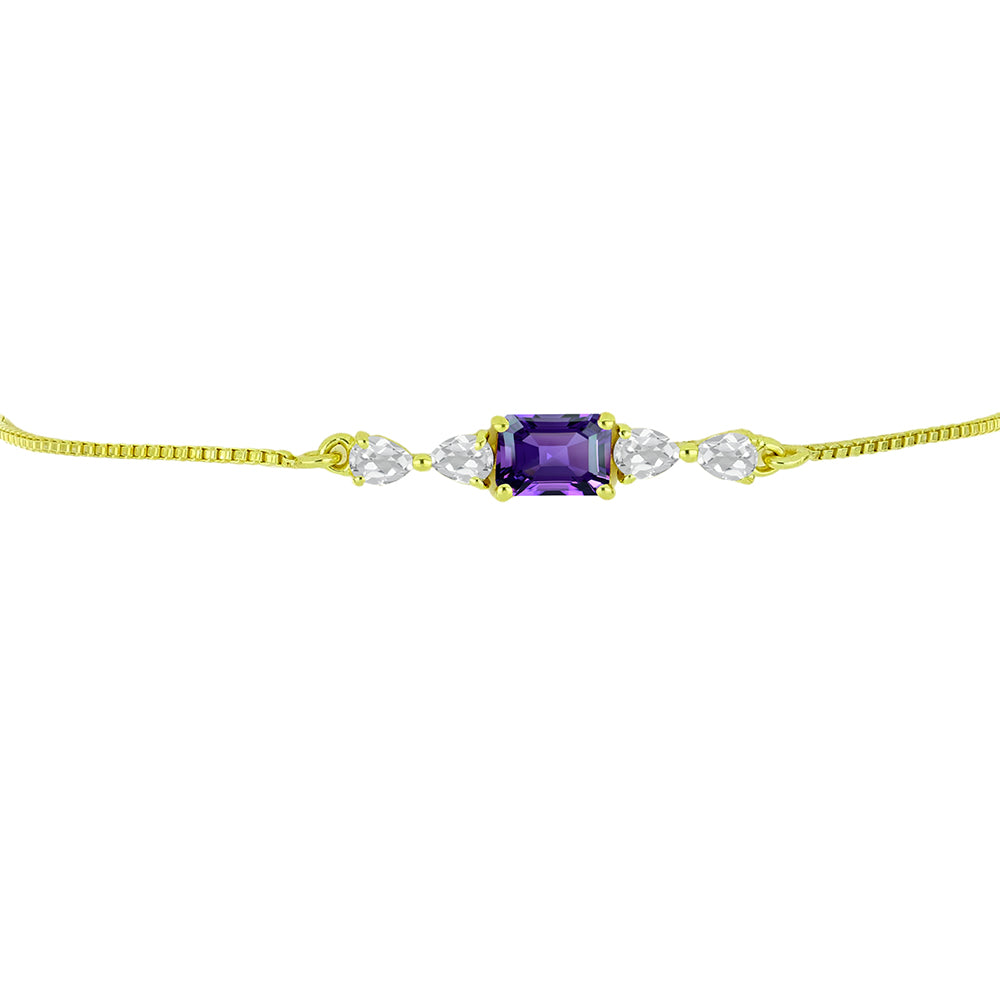 Goldplattiertes Silberarmband mit marokkanischem Amethyst und weißem Topas 2 