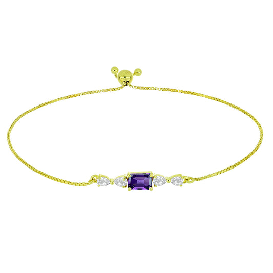 Goldplattiertes Silberarmband mit marokkanischem Amethyst und weißem Topas
