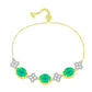 Goldplattiertes Silberarmband mit grünem äthiopischem Opal aus Lega Dembi und weißem Topas