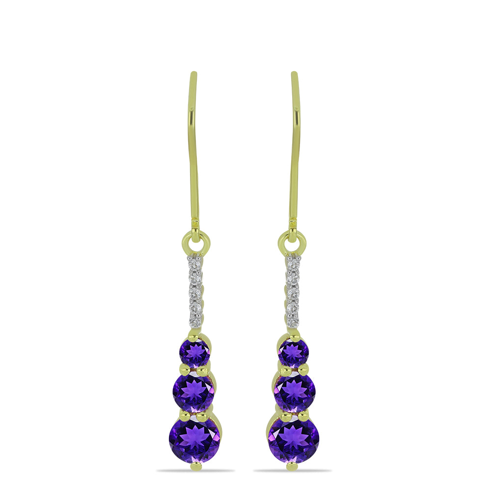 Goldplattierte Silberohrringe mit marokkanischem Amethyst und weißem Topas