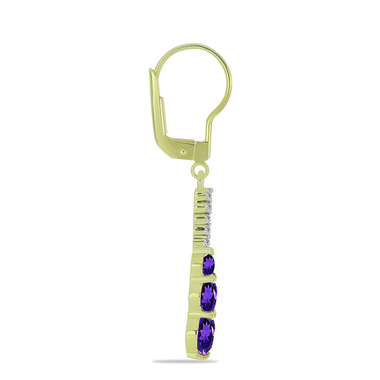 Goldplattierte Silberohrringe mit marokkanischem Amethyst und weißem Topas