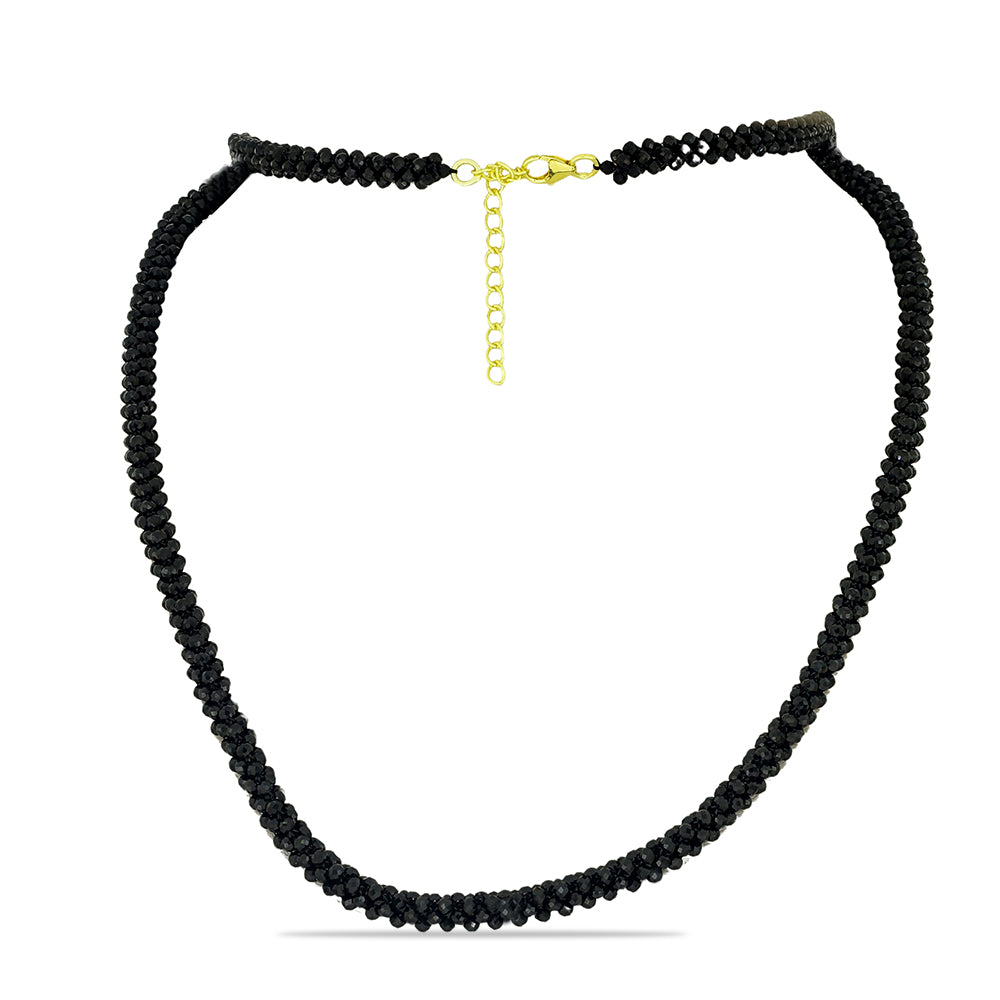 Goldplattierte Silberhalskette mit schwarzem Spinell 1 