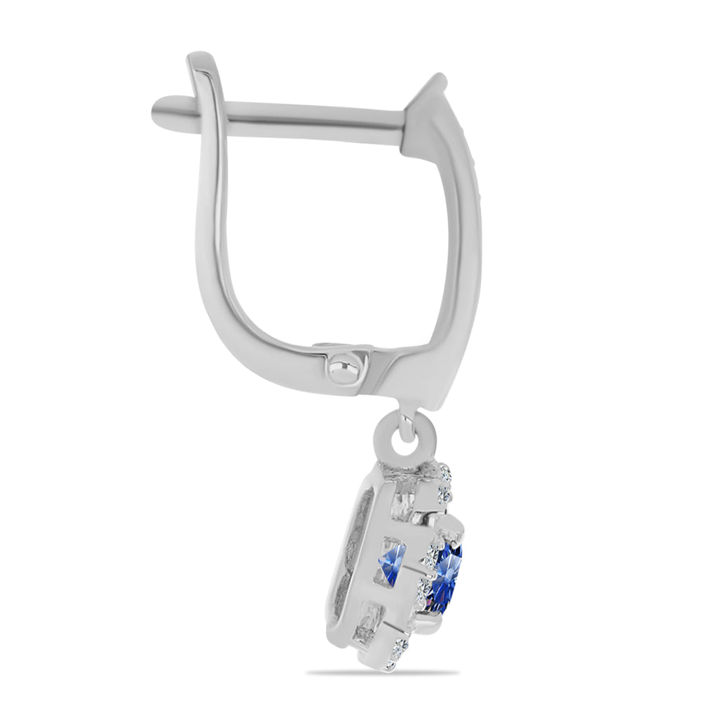 Silberohrringe mit zertifiziertem laborgezüchteten königsblauem Moissanit und weißem Topas 2 