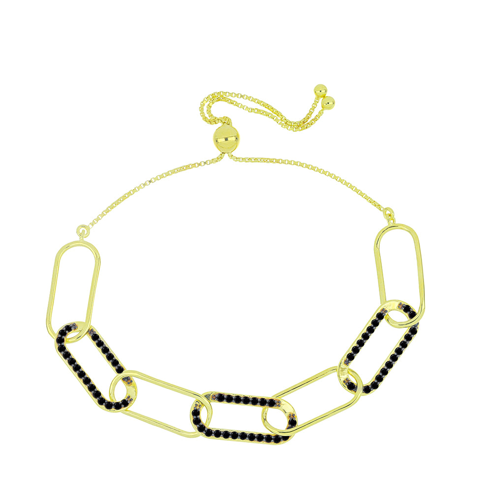Goldplattiertes Silberarmband mit schwarzem Spinell