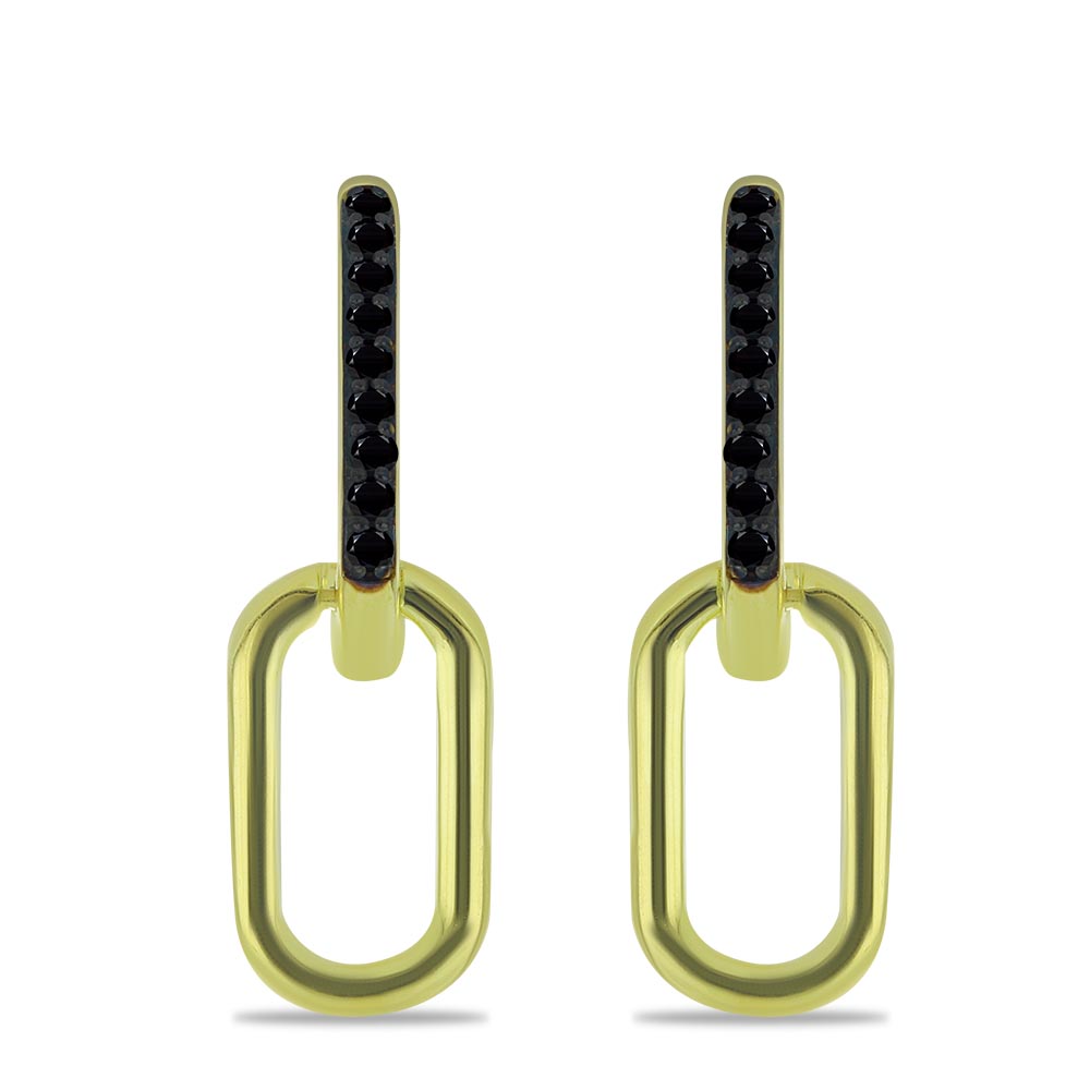 Goldplattierte Silberohrringe mit schwarzem Spinell 1 