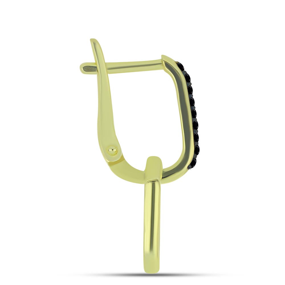 Goldplattierte Silberohrringe mit schwarzem Spinell 2 