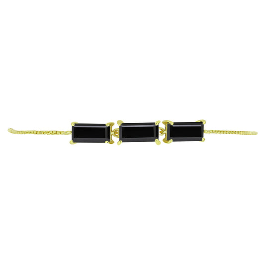 Goldplattiertes Silberarmband mit schwarzem Spinell