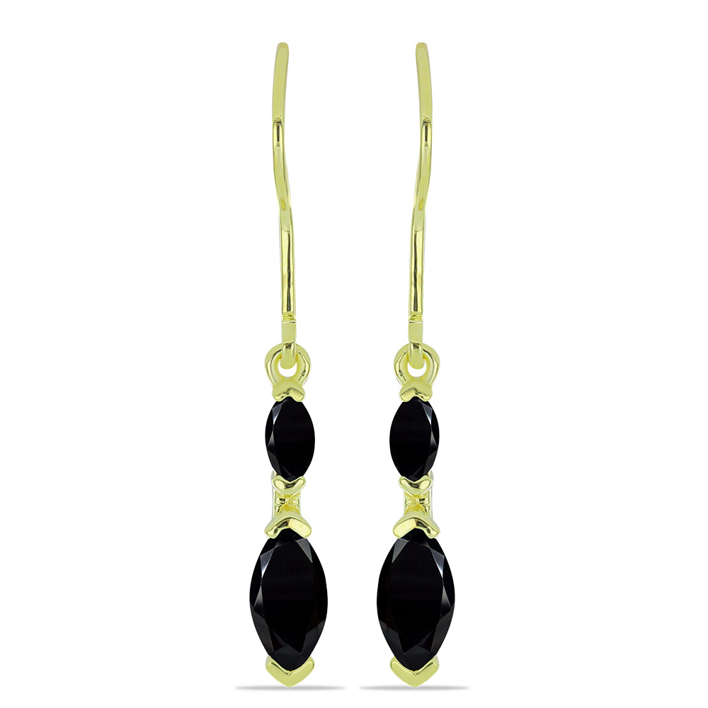 Goldplattierte Silberohrringe mit schwarzem Spinell