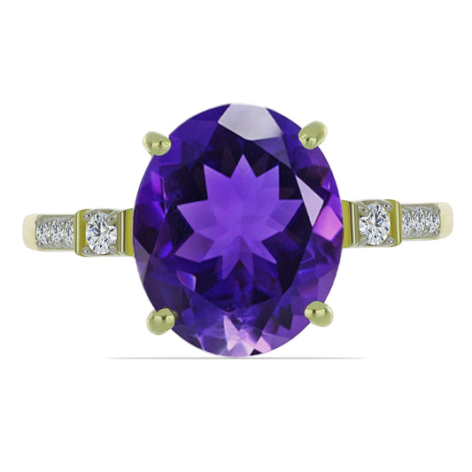 Goldplattierter Silberring mit marokkanischem Amethyst und weißem Topas