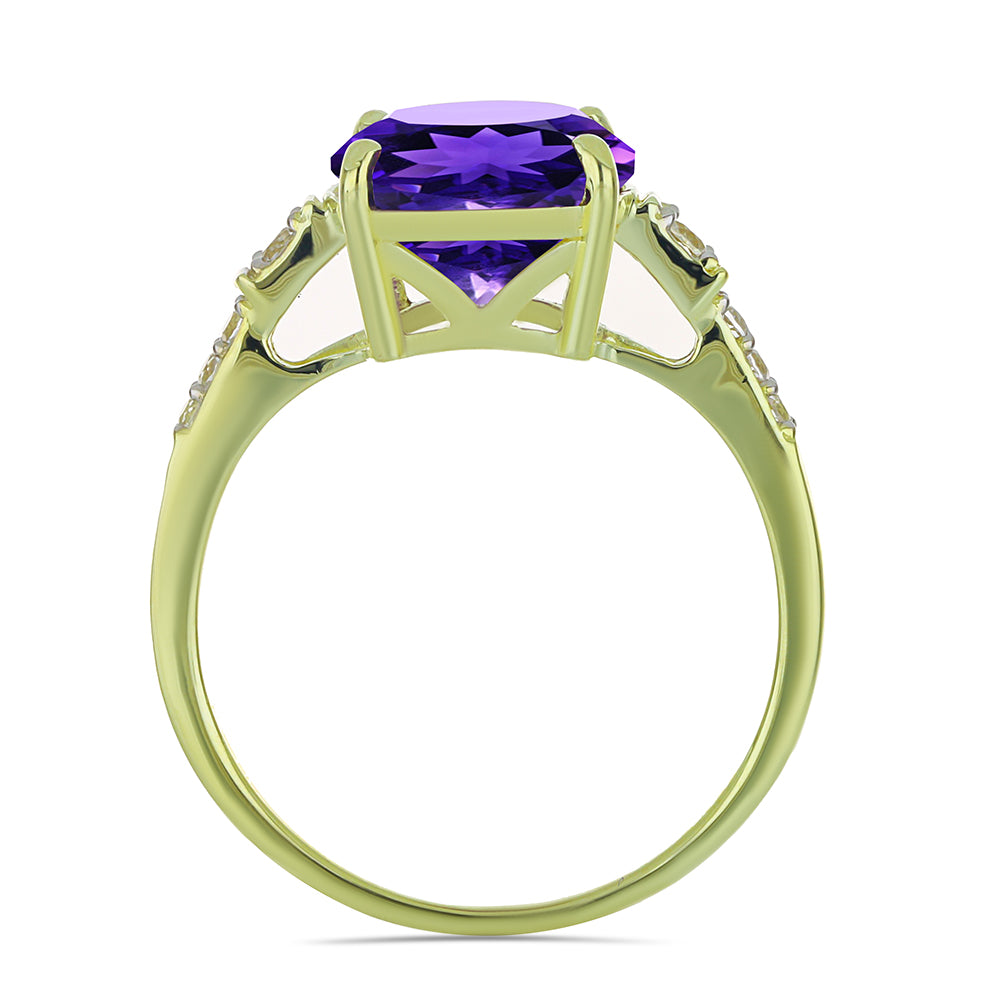 Goldplattierter Silberring mit marokkanischem Amethyst und weißem Topas 2 