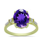 Goldplattierter Silberring mit marokkanischem Amethyst und weißem Topas