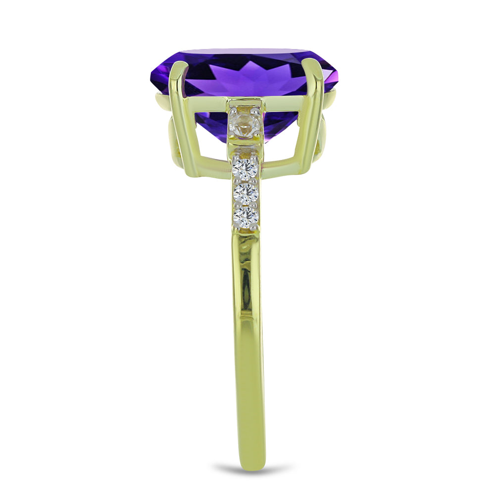 Goldplattierter Silberring mit marokkanischem Amethyst und weißem Topas 4 