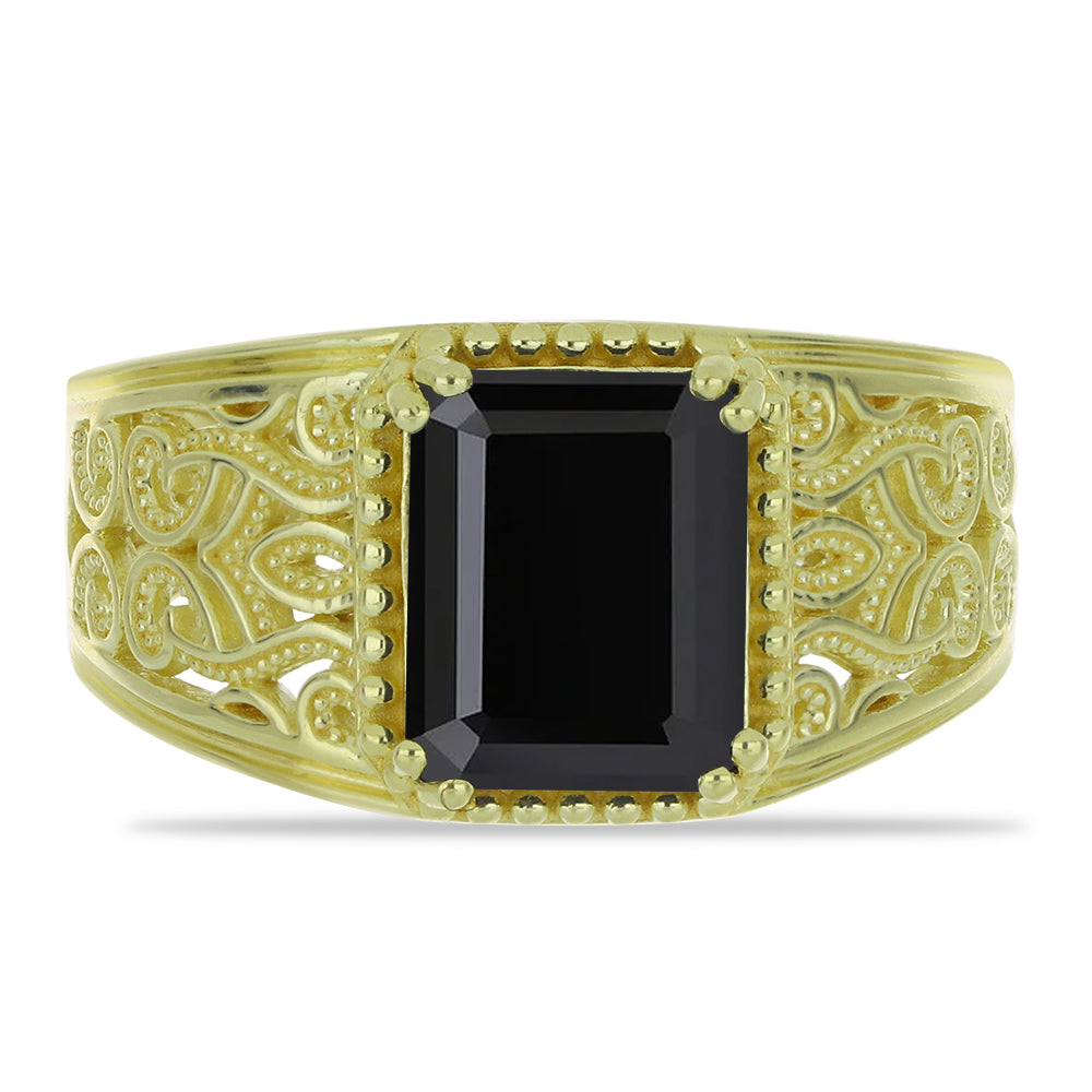 Goldplattierter Silberring mit schwarzem Spinell